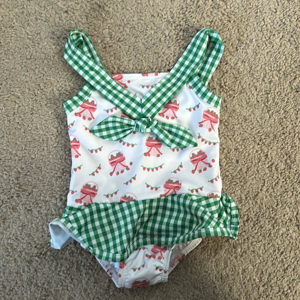 Lullaby set Strawberry baskets and green gingham swim suit. NWT Size 2T